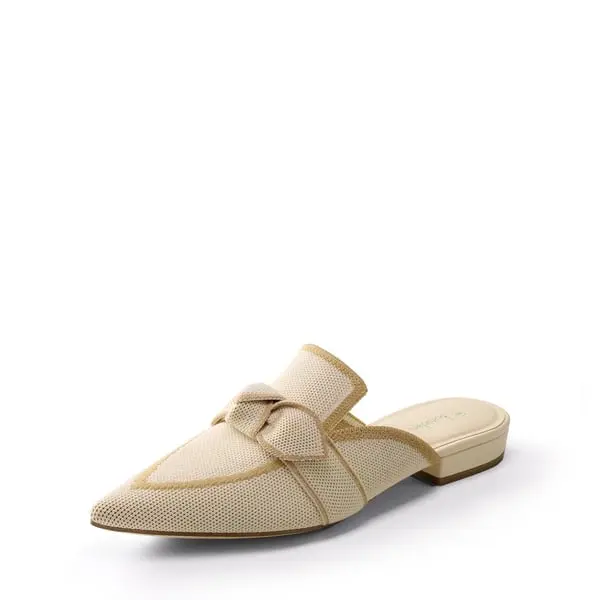 Dream Pairs Women's Pointed Toe Knit Mules, Casual Slip On Shoe with Bow Detail, Elegant 50mm Low-Block Heel Footwear, Fashion, Walking Shoes, Classic