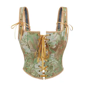 Halloween Outfit: Form-Fitting Corset Tops Renaissance-Style Clothing: Women's Vintage Floral Renaissance Corset Tops with Lace-Up Closure Suitable for Women Aged Halloween Gothic Party Outfit 20-30 73028-D1
