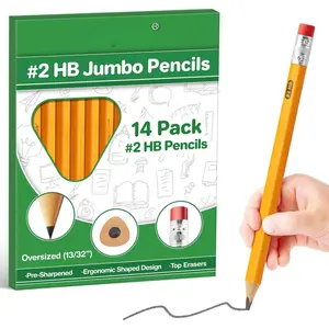 14 Pack  #2 HB Pencils for , Triangle Shape Pre-sharpened -Cased Pencil with Top Eraser,  First Pencils, Ideal , , School Classroom Supplies