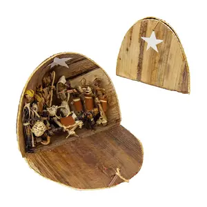 Global Crafts Kenyan Dome Nativity Set From Banana Fiber