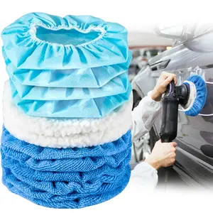 PCS Car Buffing Polishing Pads, Inch Microfiber Polishing Bonnet Pads, Soft Buffer Wax Cover Kit for Vehicle Car Paint Waxing, Cleaning, Polishing & Scratch Remover Compatible