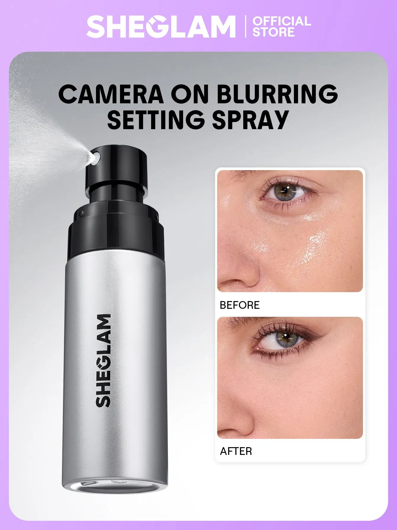 SHEGLAM Camera On Blurring Waterproof Setting Spray Makeup Fixing Spray Oil Control Fine Mist Soft Focus Matte Finish Face Cosmetic