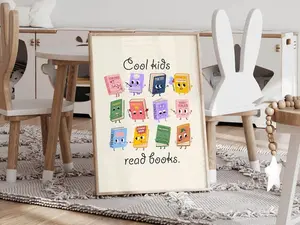 Reading Posters Classroom Decor Playroom Wall Art Retro Aesthetic Book Character Art Learning Poster School Library Sign Children Book Print