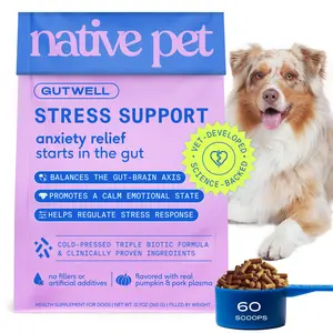 Native Pet GutWell Stress Support - Dog Anxiety Relief & Calming Care Food Topper - Separation Anxiety Relief for Dogs with Daily Use - Support Gut-Brain Axis with Triple-biotic Blend & Magnesium
