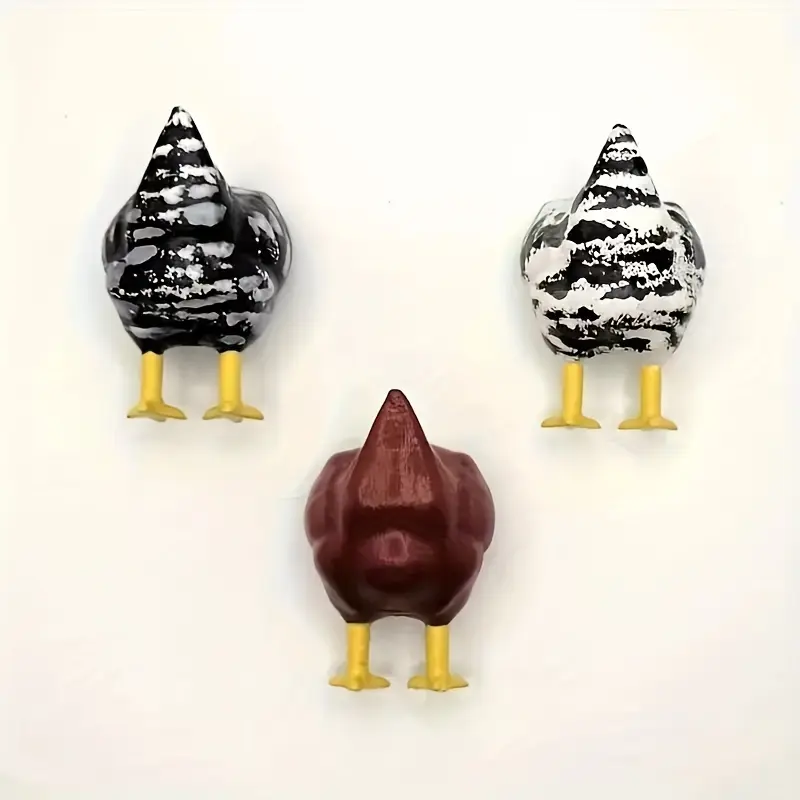 3pcs/Set Resin Chicken Butt Fridge Magnets - Funny Resin Animal Sculptures, ABS Oval Shaped, Kitchen Decor Ideas, Home Decoration Item, Gift Idea, Resin Chicken Butt Fridge Magnet