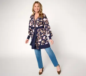 Ree by the Pioneer Woman Double Knit Jacquard Belted Cardigan