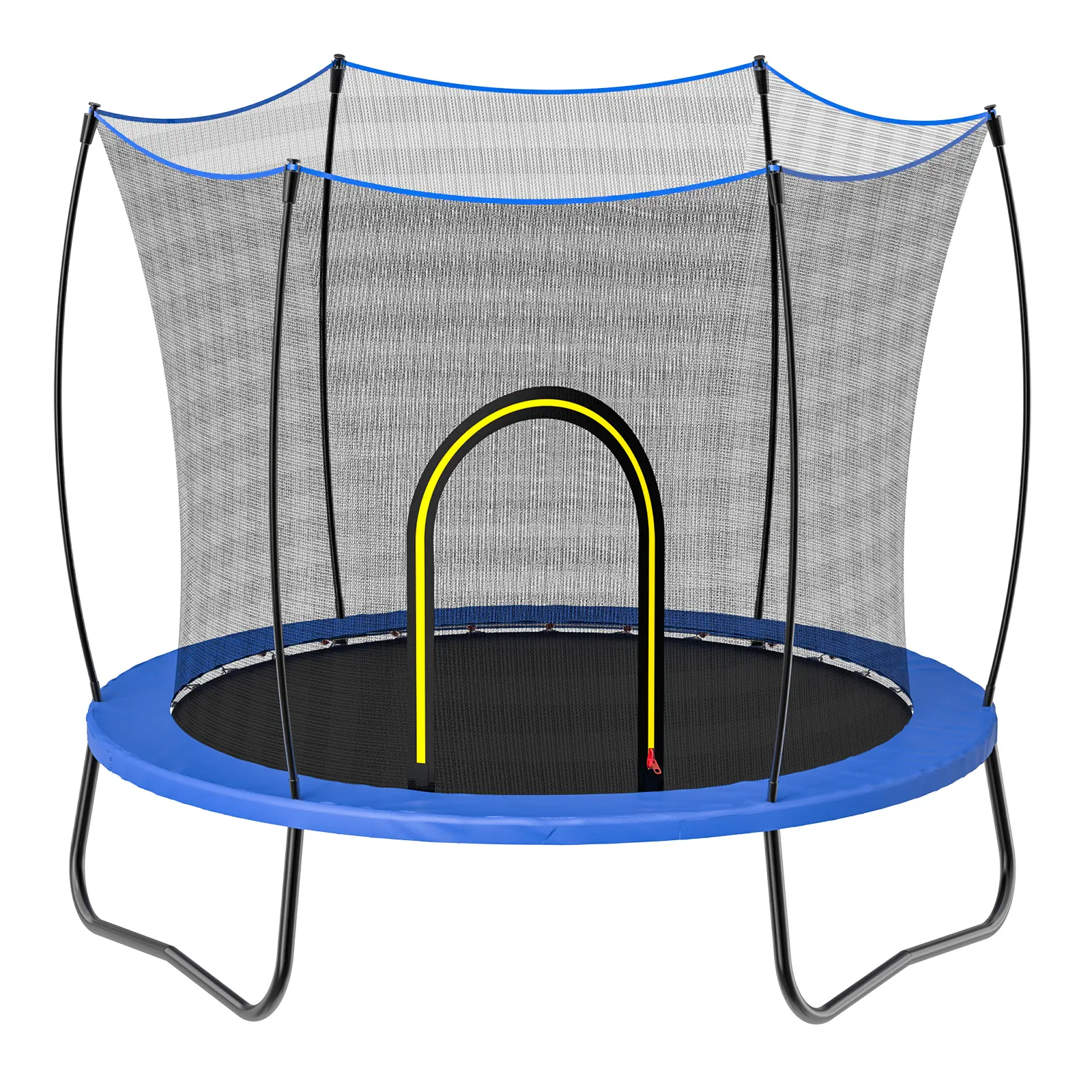 55-Inch Round Outdoor Trampoline with Enclosure Net, Galvanized Steel Frame, UV-Resistant Mat, Blue, Backyard Fun for Kids