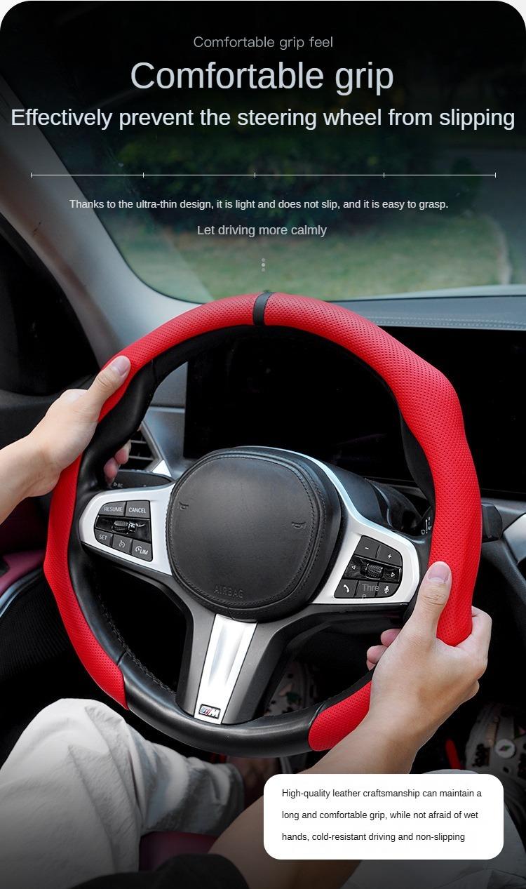 Napa Leather SteeringSplice Wheel Cover Bring back the alignment mark. Stitching Quick Turn Non-Slip Breathable Ultra Thin Universal Fit for All Seasons Car Interior Kit Automotive Steeringwheelcover