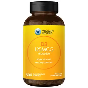 Vitamin World Vitamin D3 5000 IU, Gluten Free, Non-GMO