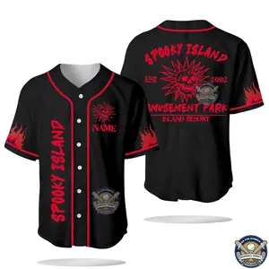 Spooky Island Halloween Baseball Jersey Shirt Gift For Fan Amusement Park Scooby Horror Custom Name Jerseys Shirt Streetwear Cosplay Multiple Color Soft and Flexible Trendy