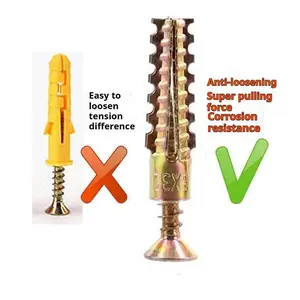 100pcsMetal Expansion Screws, wall anchors for drywall galvanized expansion bolts fixing curtain fixing curtain Heavy-duty steel  anchor bolt screw kit for use with cement walls and hollow bricks expansion bolt wooden concrete loose hinge hole repair kit