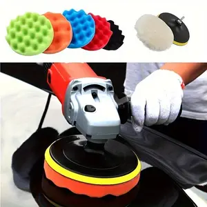 3/4/5 inch car polishing waxing sponge polishing disc 8pcs/set self-adhesive polishing waxing sponge wheel polishing pad for car polishing machine drill adapter Car Polisher Tool
