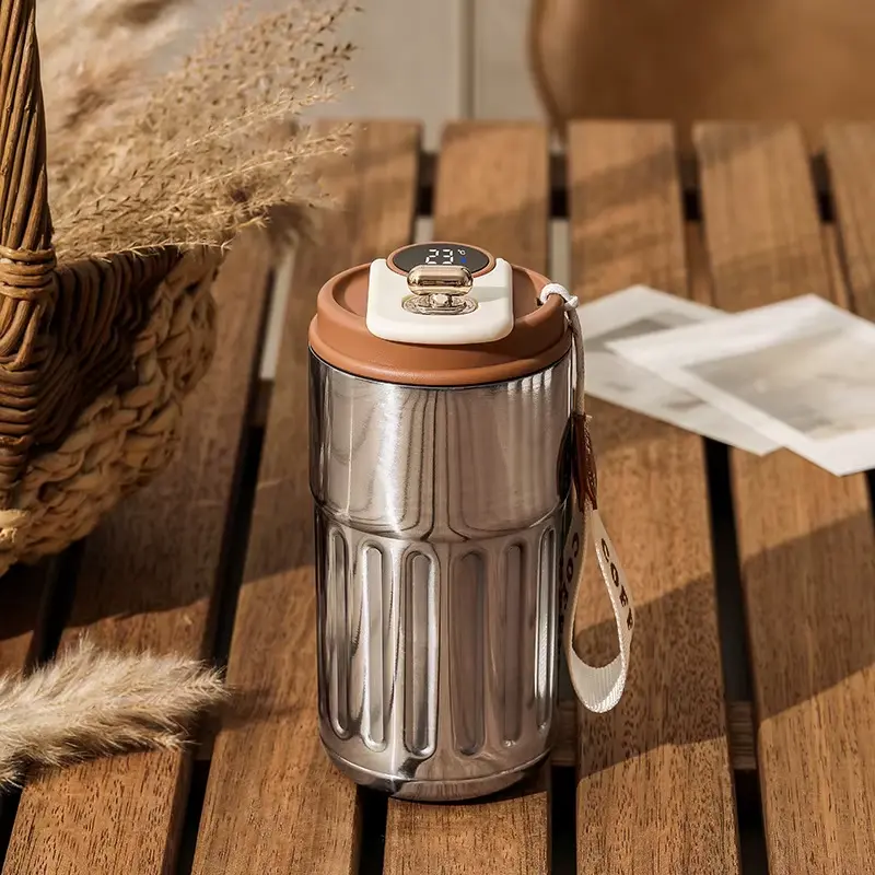 450ML Stainless Steel Thermo Water Bottle LED Temperature Display Coffee Cup Keep Cold and Heat Thermal Mug Travel Vacuum Flask NONE