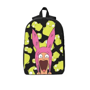 The *Bob's Burgers* Printed Backpack features a 17-inch design crafted from durable polyester, complete with breathable shoulder straps, a two-way zipper, and side pockets—making it the ideal choice for fans, students, and daily commuters.