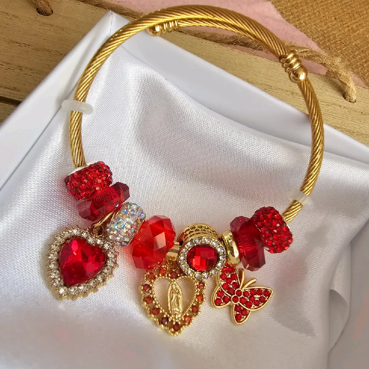 virgencita heart bangle bracelet