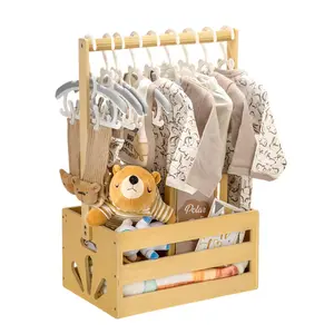 Vintage Wooden Open Storage Bucket with Handles, Newborn Gift Basket and Multifunctional Wood Organizer, Home Organization Basket and Playroom Kids' Room Organizer, Clothes Baskets, Bedroom Organizer