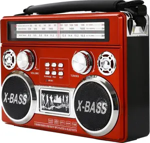 Supersonic SC-1097BT Retro AM/FM/SW 3-Band Portable Radio Bluetooth Flash Light Rechargeable Speaker X-BASS Audio Player