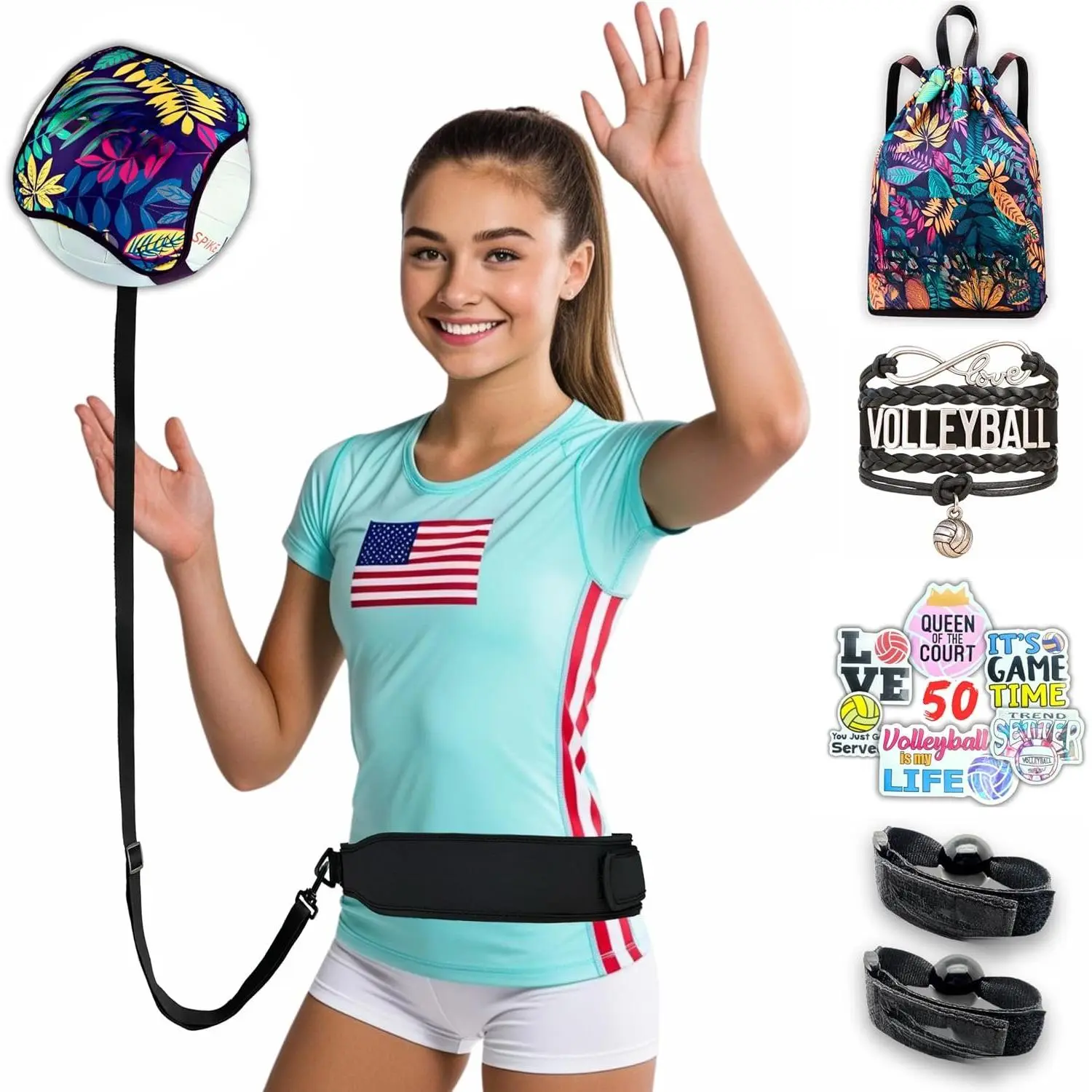 Volleyball  Equipment Aid - Practice Your Serving, Setting & Spiking with Ease,  Solo Serve & Spike Trainer for Beginners & Pro,  Volleyball