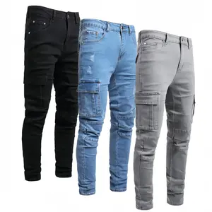 JUNBAOSS Men's 1-3 Pack Slim Fit Stretch Jeans Cargo Skinny Jeans for Men, Distressed Straight Leg Fashion Casual Comfort Flex Waist Denim Pants, Menswear Classic Street Style Cotton Fabric Jean Natural Hipster Personalized Stylish Jeans fathersdaygift