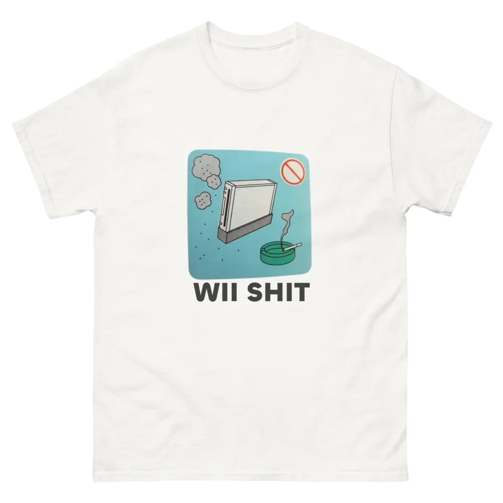 WII SHIT Classic Tee: 100% Cotton, Double Seam at Sleeves and Bottom Hem