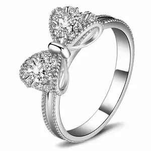 Wedding Promise Ring Set in Sterling Silver with Cubic Zirconia for Couples and Girls, Valentine's Day Gift for Daily Wear