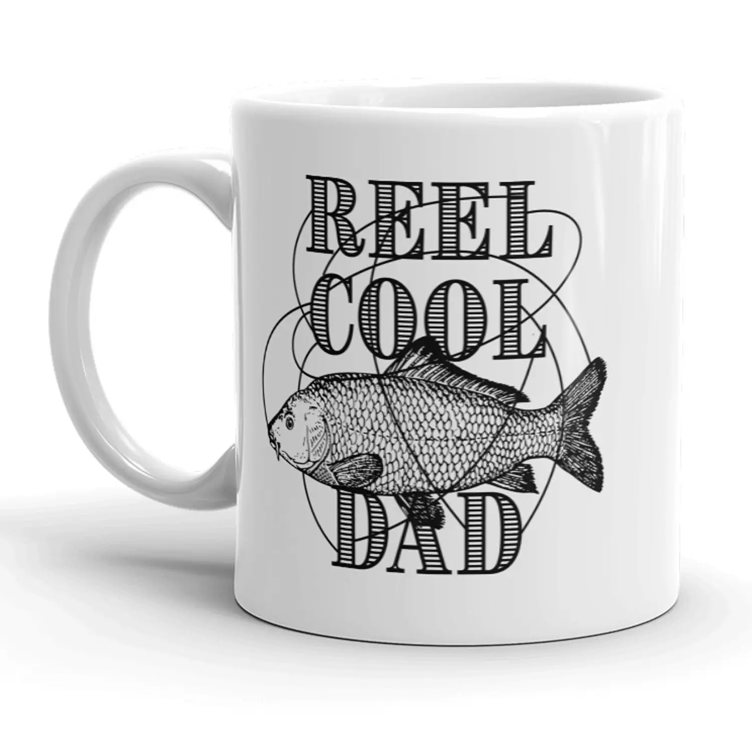 Reel Cool Dad Mug Funny Fathers Day Fishing Coffee Cup - 11oz Funny Coffee Mugs Ceramic Printed Drinkware Cup
