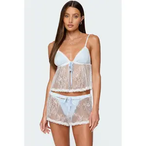 Laina Contrast Sheer Lace Babydoll Top