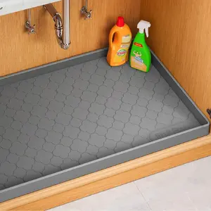 Silicone Under Sink Mat, Waterproof Under Sink Mat 34" x 22", Rubber Protector for Kitchen and Bathroom, Home Storage, Keeps Cabinets Clean, Dry, and Organized