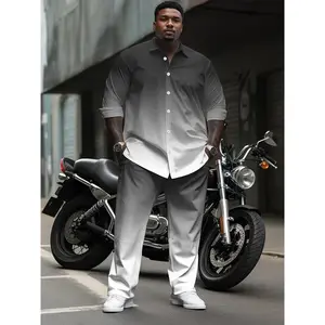 Large Size Men's Shirt Casual Suit Clothes Long Sleeve Menswear Gamis