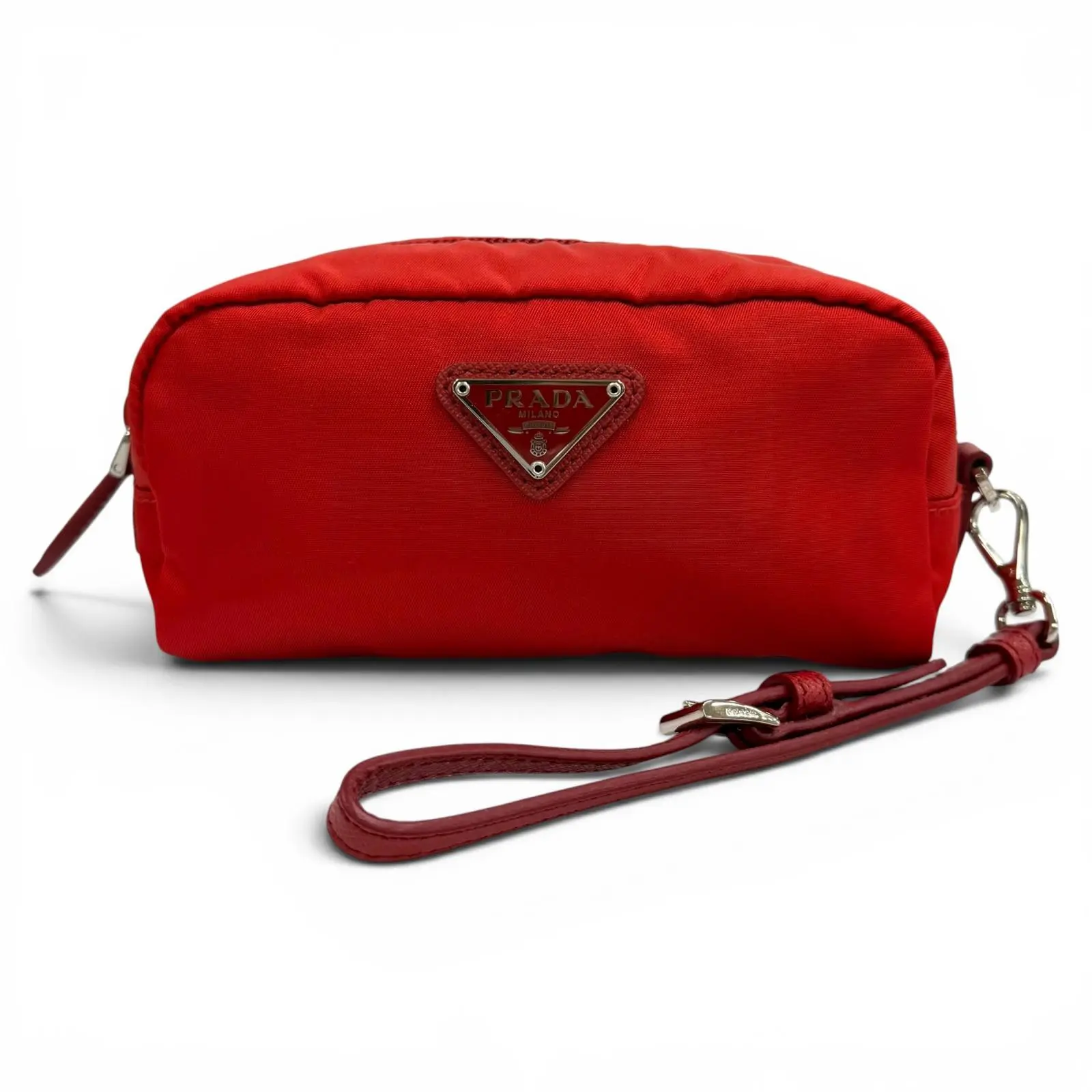 Pre-owned PRADA Nylon Small Leather Goods Re Mini Triangle Pouch
