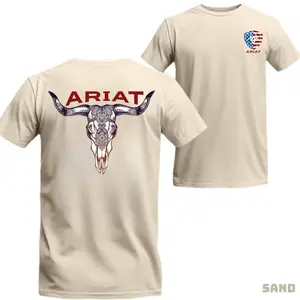 Ariat - Western Cowboy-style T-shirt Featuring An Artistic Mandala Bull Head Design, Suitable For Both Men And Women, Offering And Unique Personality Menswear Tropical