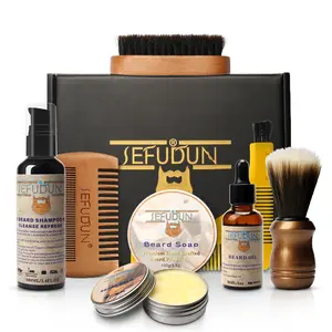 Men's Beard Care Kit with Shampoo, Balm, Brush Set, Comb, Oil, Bag & Box, Perfect Gift for Mature Men, Complete Grooming Solution, Beard Care Accessories