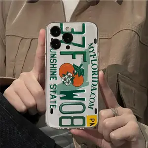 design phone case suitable for iPhone 17 16 15 14 13 12 11 Pro Max Plus X XS MAX anti drop frosted back cover dustproof, shockproof beautiful birthday and holiday gifts TPU material drop-proof all-inclusive protective case Floridian license plate with ora