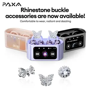 PAXA RS105 Clip-On Wireless Headphones with Bluetooth 6.0, Stable Connection, LCD Full-Color Touchscreen Display, Lightweight & Comfortable Fit, Audio Wireless Earbuds for Music & Calls, Compatible with Android & iOS