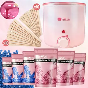 Vilife Wax Heater Kit, Adjustable Wax Heater, Includes 6 Multi-Color Hard Wax Beans & 20 Disposable Wooden Applicators, Pain-Free Hair Removal