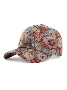 Unisex Cartoon Embroidered Bear Baseball Cap, Adjustable Outdoor Sun Protection Hat, Perfect for Travel Beach Vacation, Adjustable Snapback Cap