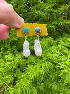 Carico Lake Turquoise & Baroque Pearl Earrings
