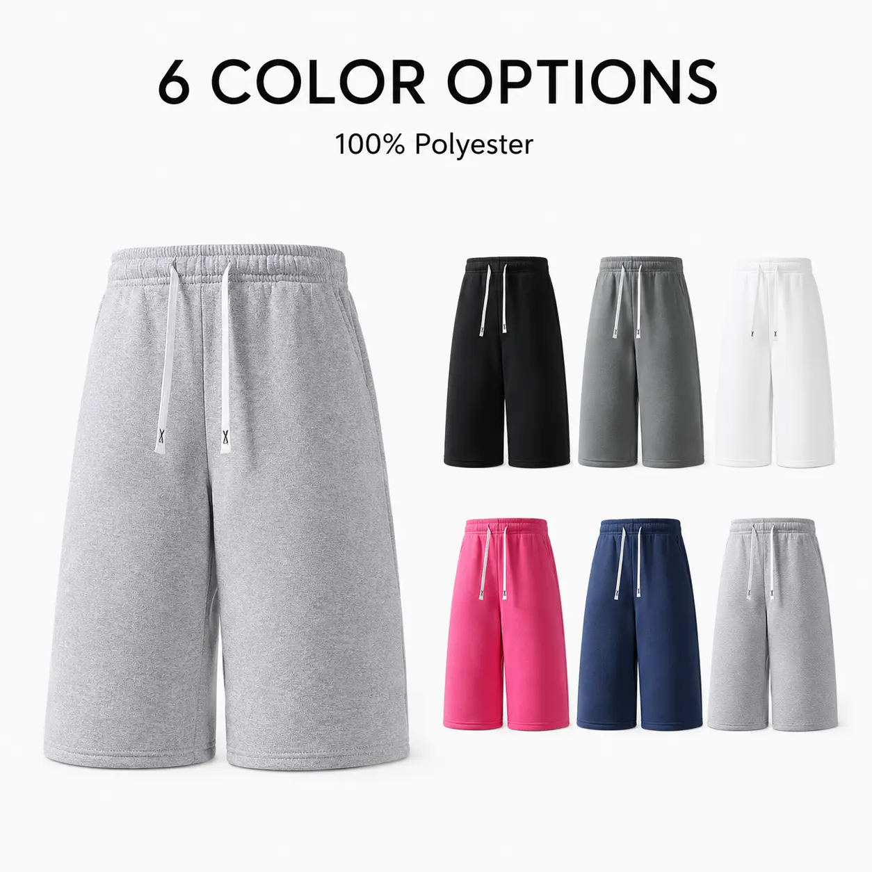 Men’s Baggy Long Shorts Wide Leg Drawstring Sweat Shorts Oversized Casual Lounge Pants Soft Comfort Workout Gym Streetwear Shorts with Pockets Menswear Polyester