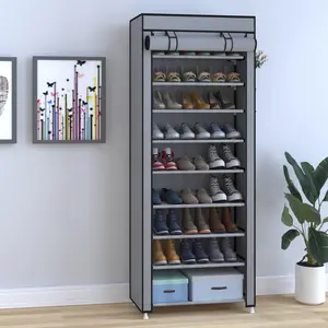 UDEAR 10 Layer shoe rack with 9 compartments and dust cover shoe rack storage rack