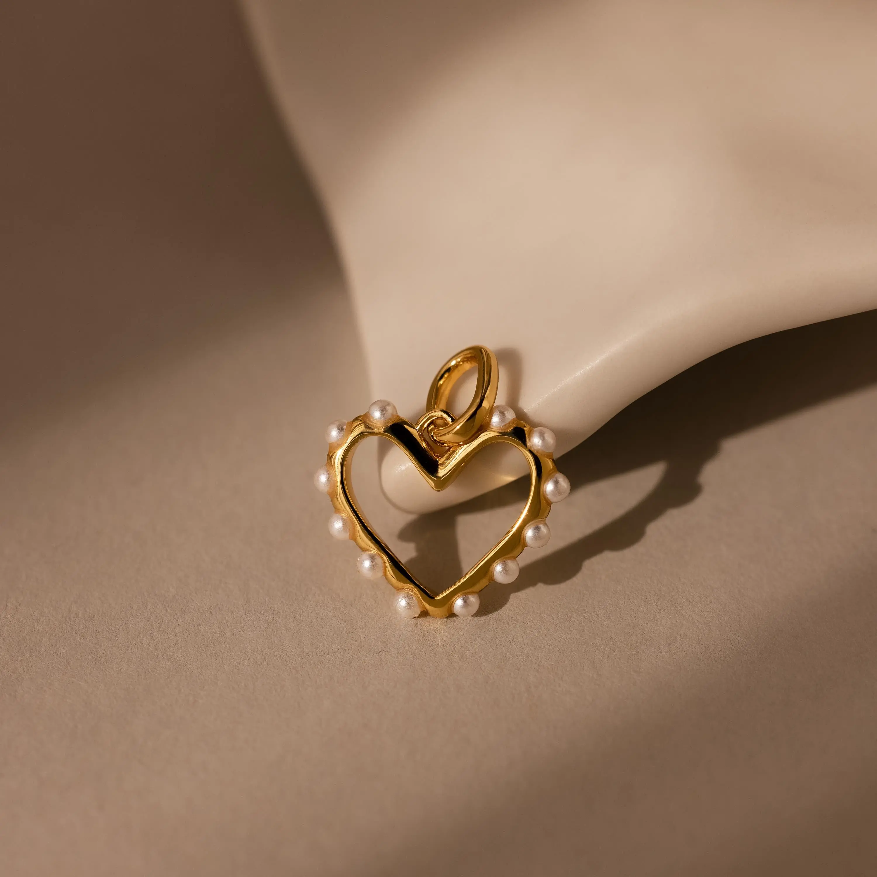 Classic Pearl Heart Charm by Caitlyn Minimalist - Beaded Pearl Pendant Necklace Charm - Coquette Jewelry - Dainty Gift for Her