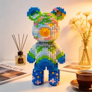 Sakura Bear 3D Puzzle Building Blocks Decoration, Bookshelf Home Office Cabinet Decor, Party Living Room TV Stand Display Gift