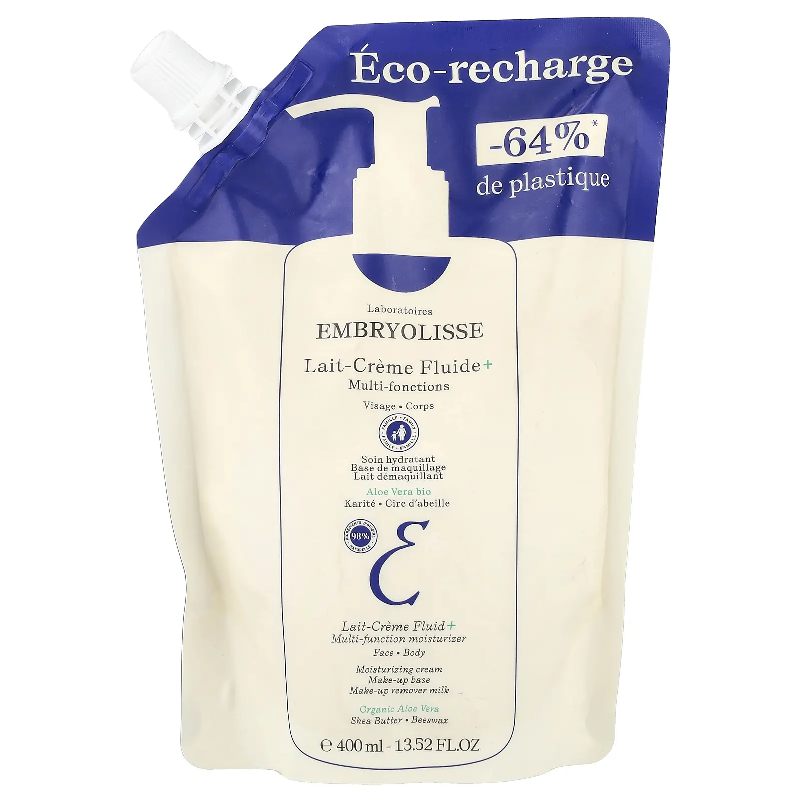 Embryolisse Lait-Creme Fluid+, Multi-Function Moisturizer, Refill, 13.52 fl oz (400 ml)