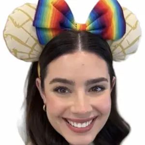 Fiesta Mouse Ears Headband with Colorful Bow – Gold Crackle Design Costume Accessory for Kids & Adults