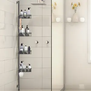 4 Baskets Shower Caddy Corner Organizer, Rustproof Bathtub Organizer, Adjustable Bath Shelves for Essentials