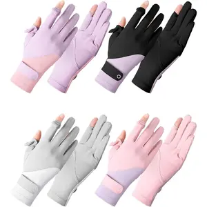 4 Pairs Women UV Protection Touchscreen Gloves Full Finger Sun Protection Driving Gloves for Summer Outdoor Cycling