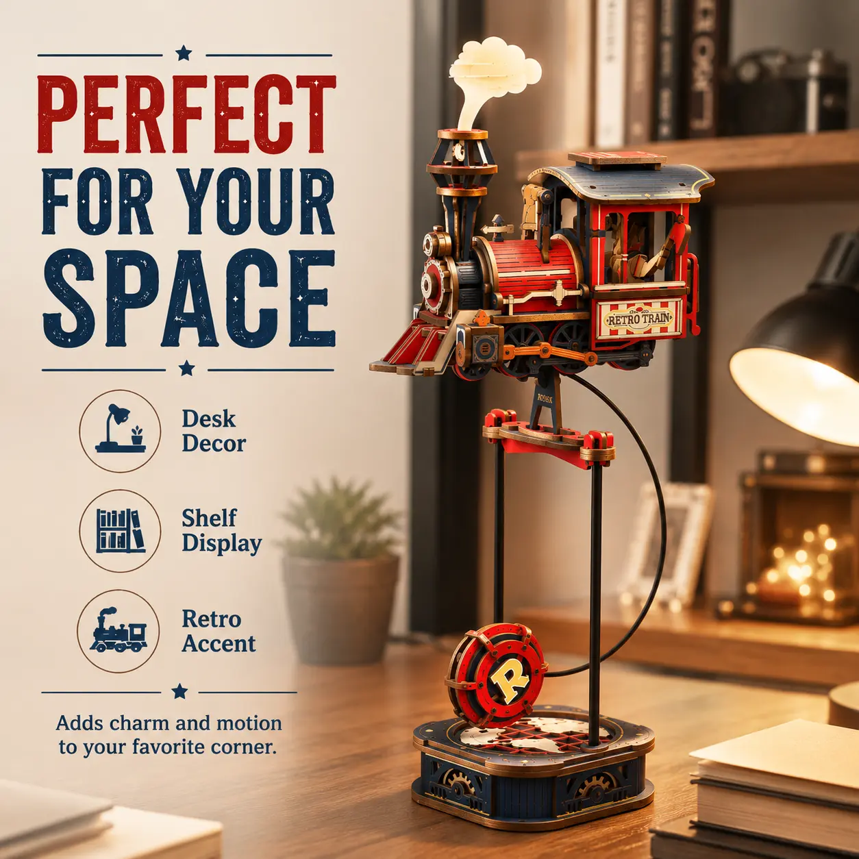 【ROKR】Power Express Pendulum Balance Toy, 3D Puzzle for Stress Relief, Classic & Novelty Toy rubber band ball glitter