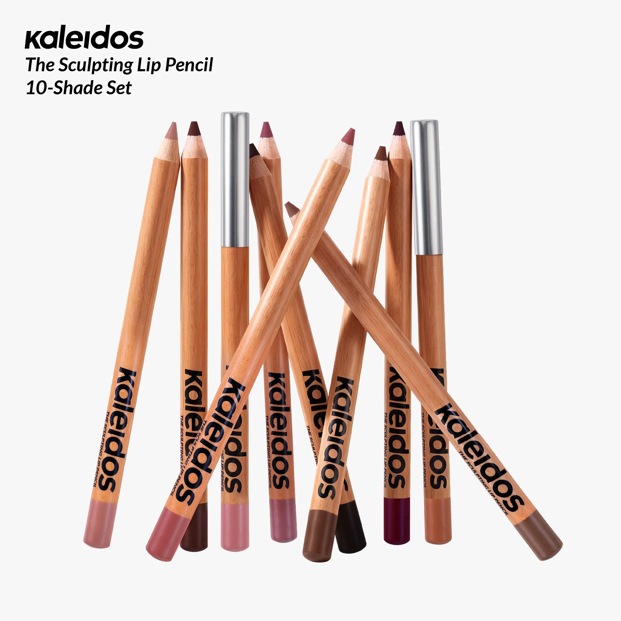 Kaleidos The Sculpting Lipliner Pencil 10-Shade Set Pack, Makeup Essential with Sharpener, Smooth Glide, Precise Application, Soft-Focus Matte Finish, Non-Drying, Long-Wearing, Lightweight Comfort, Lip Kit, Matte Lip Liners