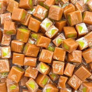 Caramel Cubes Candy | 1 Pound Bag - Approx. 75 Count | Green Apple Filling | Individually Wrapped