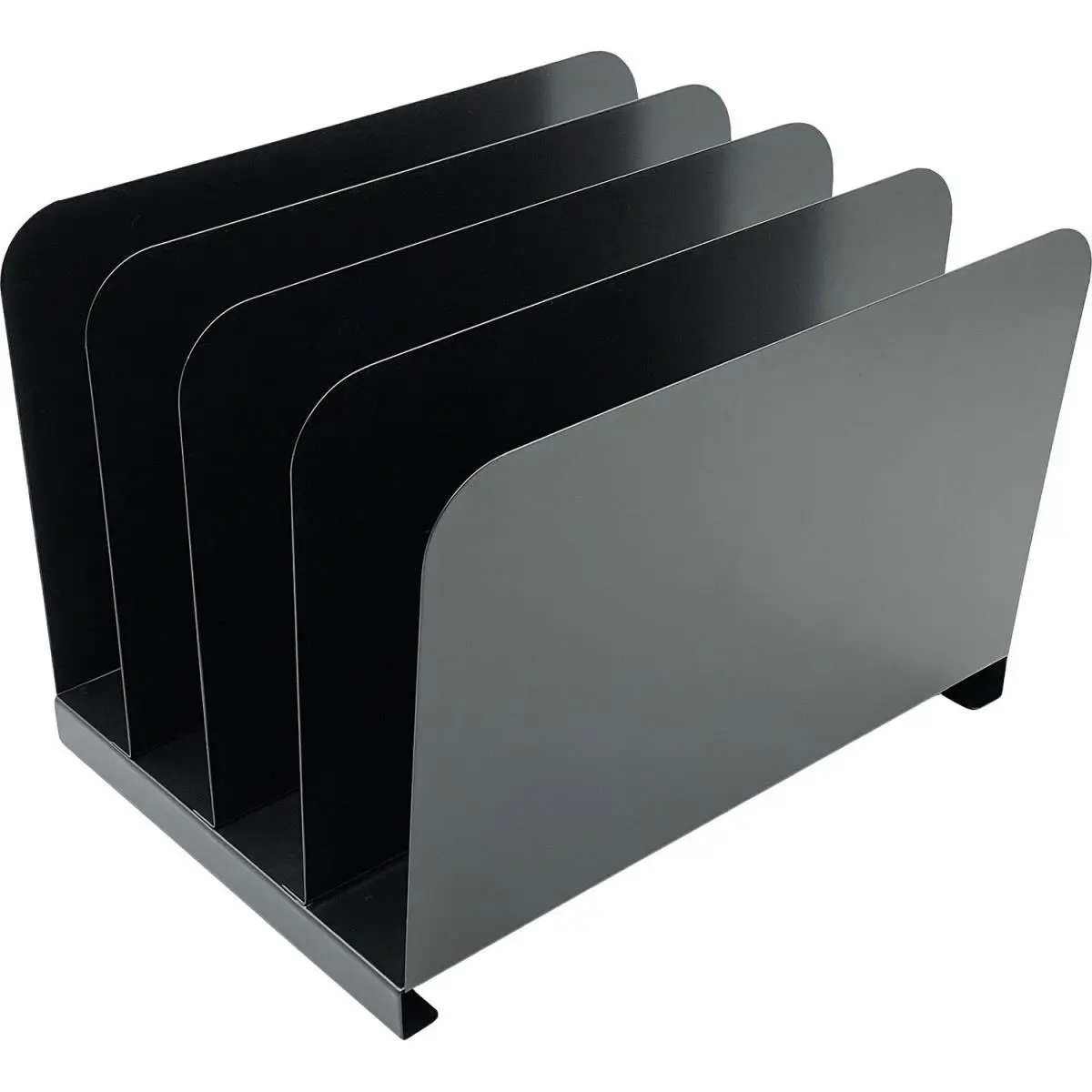 Huron HURHASZ0147 Sturdy Steel Vertical Desk Organizer - 4 Compartments, Black, Vertical Rack for Converts Disorganized Desktop, Paper Sort & Letter Size Items, Contemporary Home Decor