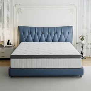 8/10/12/14" Hybrid Mattress, Free Ship CA/NV/UT/AZ Fiberglass Free - Eco-Conscious Skin-Friendly Fabric, Cooling Gel Memory Foam with Pocket Spring, Medium Firm Lumbar Support, SGS Certified Bed in a Box